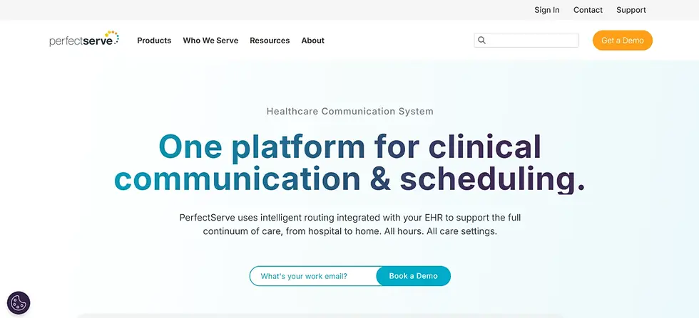 Home page of PerfectServe