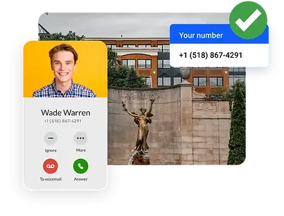 Visual of a mobile call screen with the local area code