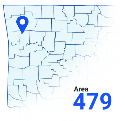 Map highlighting the local area code
