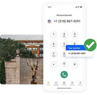 Mobile phone screen showing the local area code number ready for SMS activation