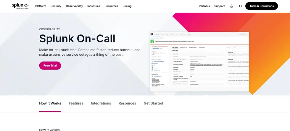 Home page of Splunk On-Call