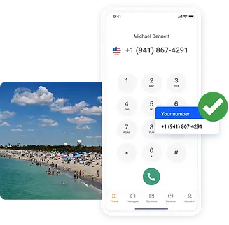 Mobile phone screen showing the local area code number ready for SMS activation