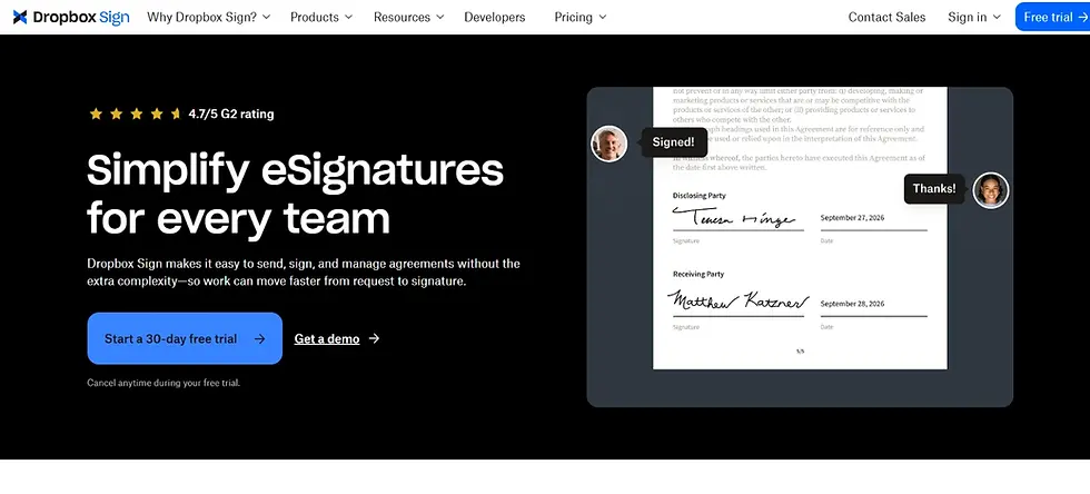 Home page of Dropbox