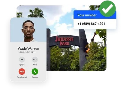 Visual of a mobile call screen with the local area code