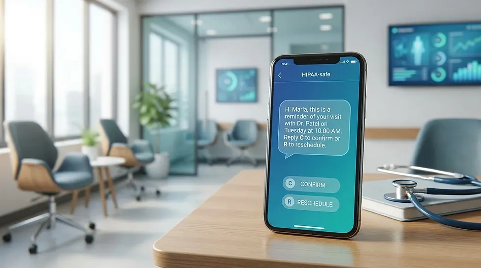 Patient confirming a clinic appointment by text on a mobile phone
