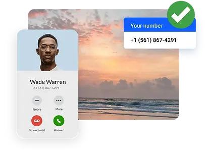 Visual of a mobile call screen with the local area code