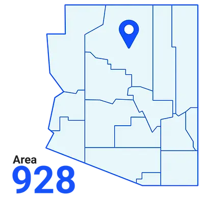 Map highlighting the local area code