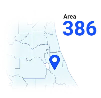 Map highlighting the local area code