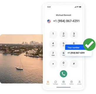Mobile phone screen showing the local area code number ready for SMS activation