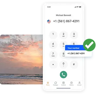 Mobile phone screen showing the local area code number ready for SMS activation