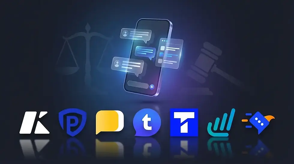 Comparison of the best texting platforms for law firms in 2026 including Falkon SMS, Kenect, Heymarket, Lawmatics, PracticePanther, Textline, and Texty Pro 