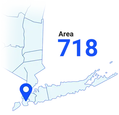 Map highlighting the local area code