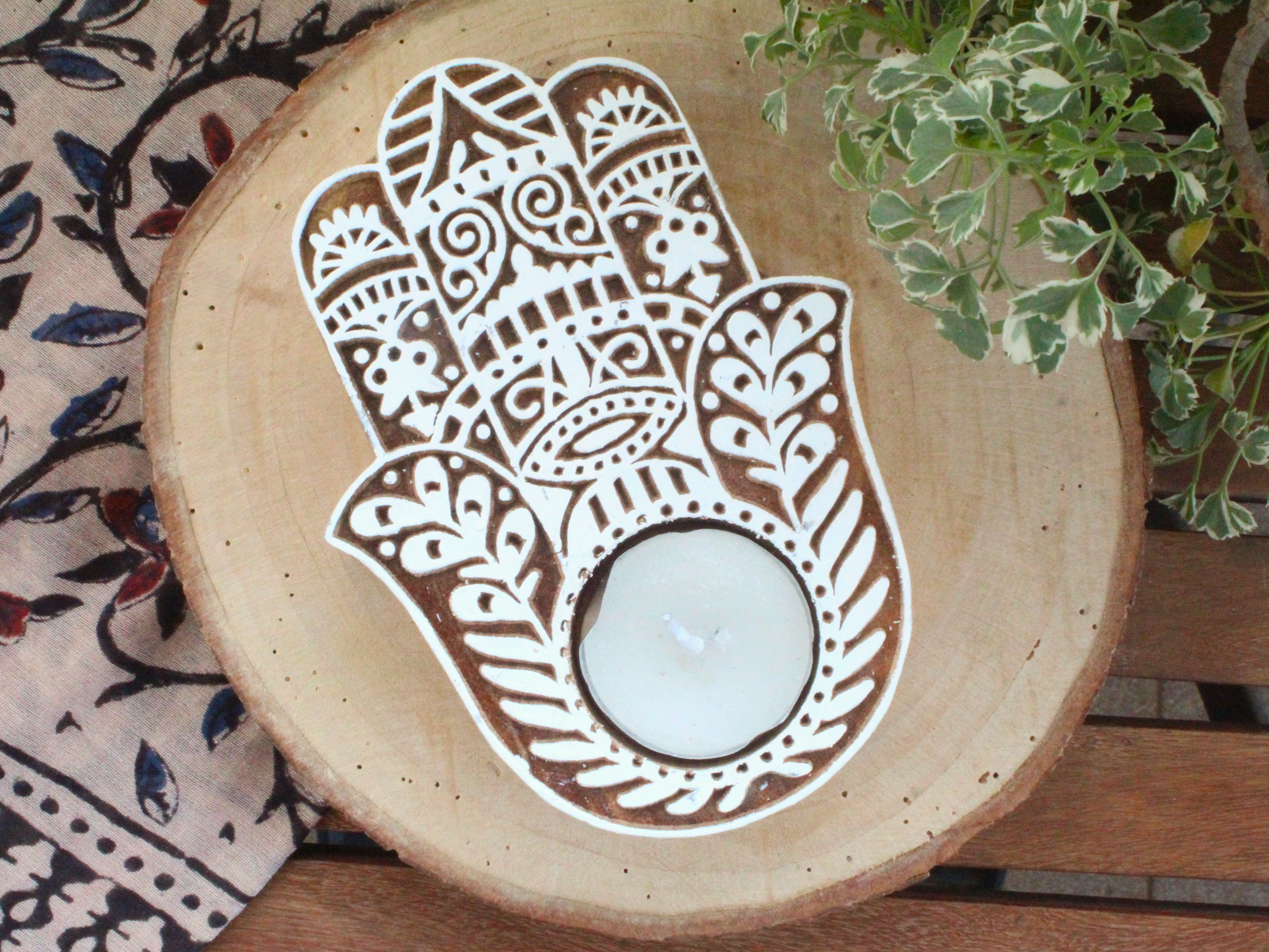 Hand Made Wood Block Tealight