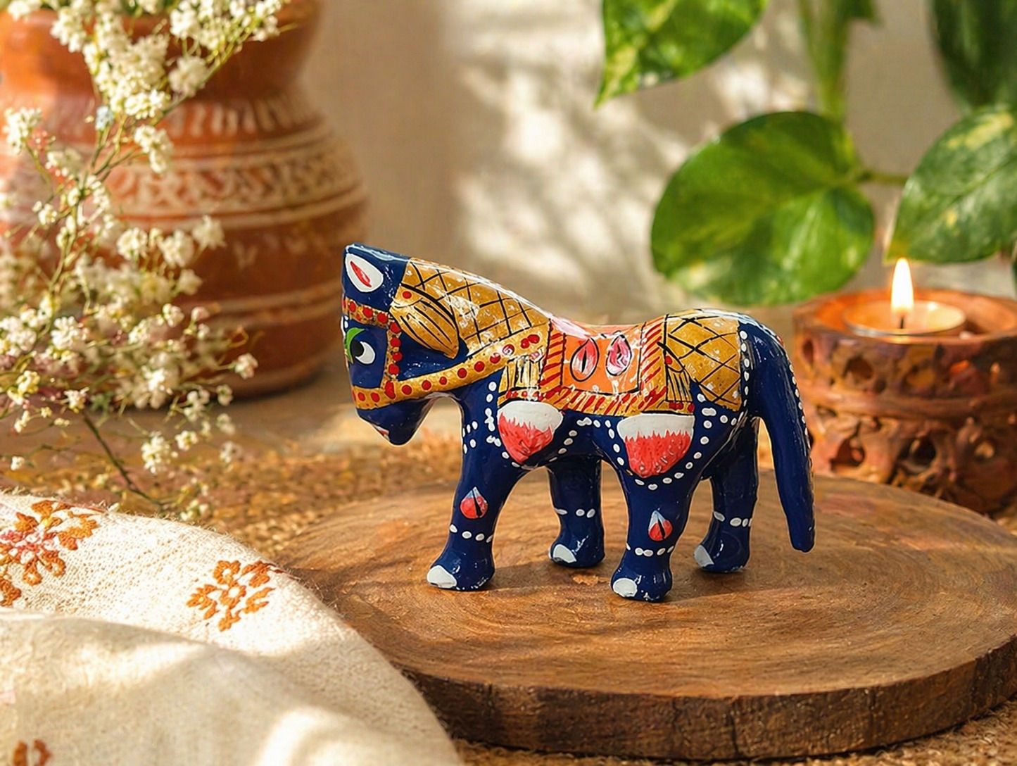 Blue Metal Animal Showpiece
