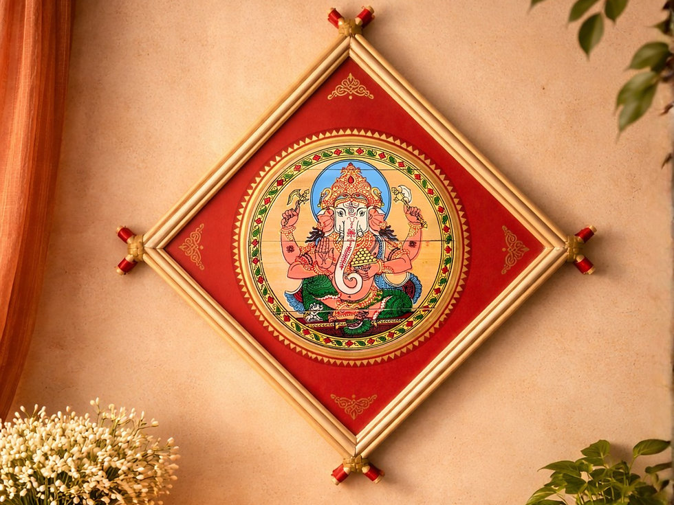 Thumbnail: Big Palm Leaf Painting with Frame