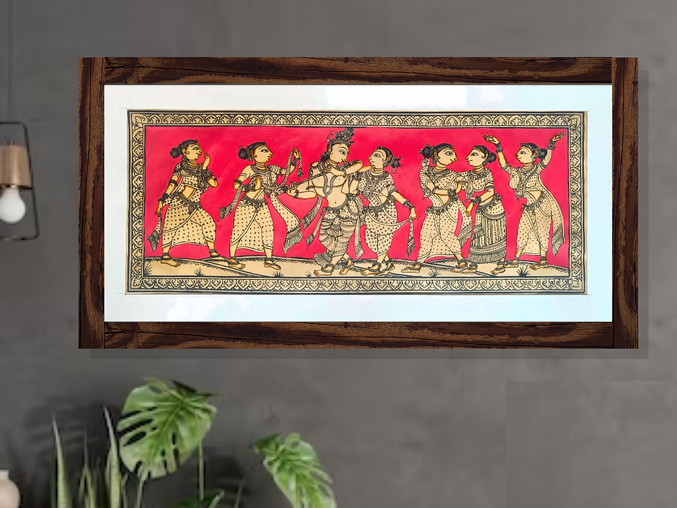 Thumbnail: Tussar Silk Radha Krishna Painting