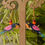 Thumbnail: Unique blue coloured wooden bird pair of earrings colourful details.