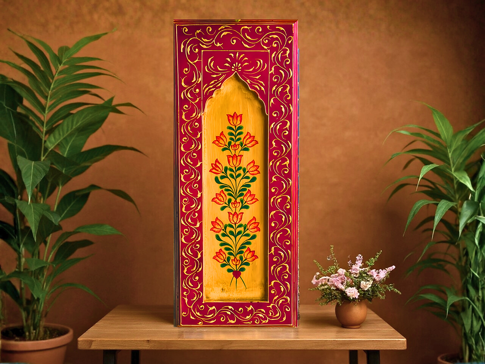 Thumbnail: Handpainted wooden wall jharoka  with floral motif, handcrafted Indian decor piece for elegant home styling and gifting