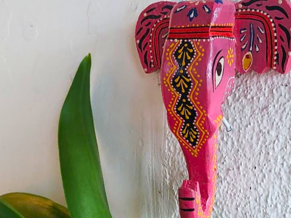 Thumbnail: Hand Painted Wood Elephant Wall Mask