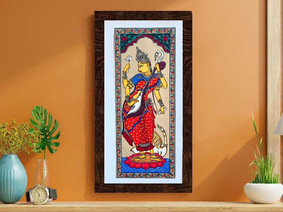 Thumbnail: Hand Painted Saraswati Painting