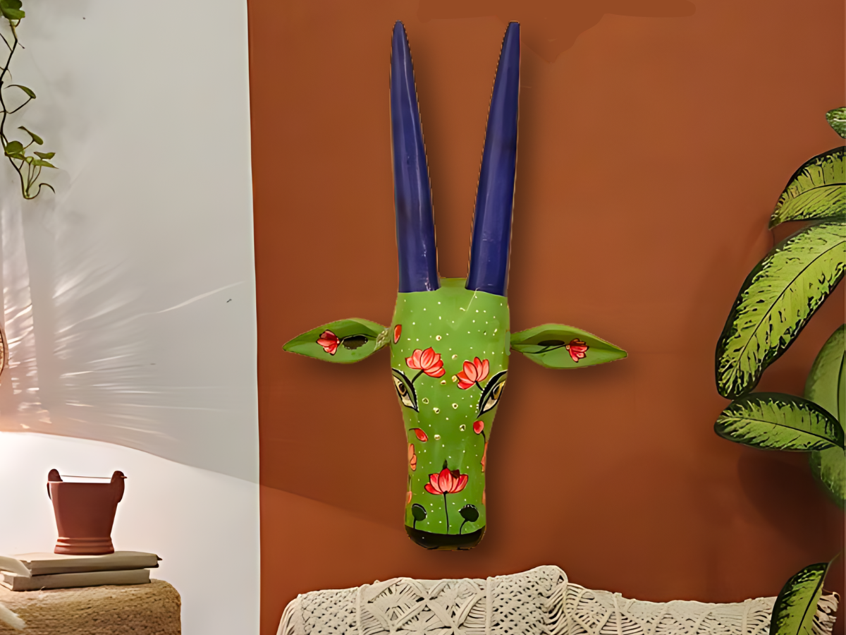 Hand Painted Wood Big Cow Hanging