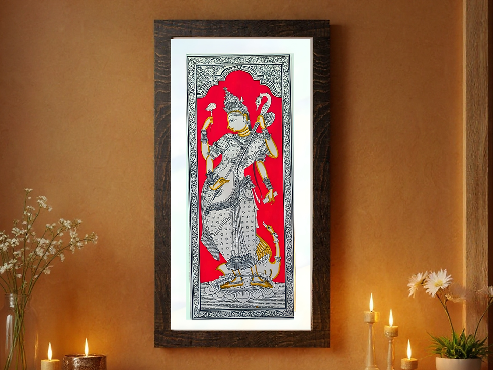 Thumbnail: Hand Painted Saraswati Painting