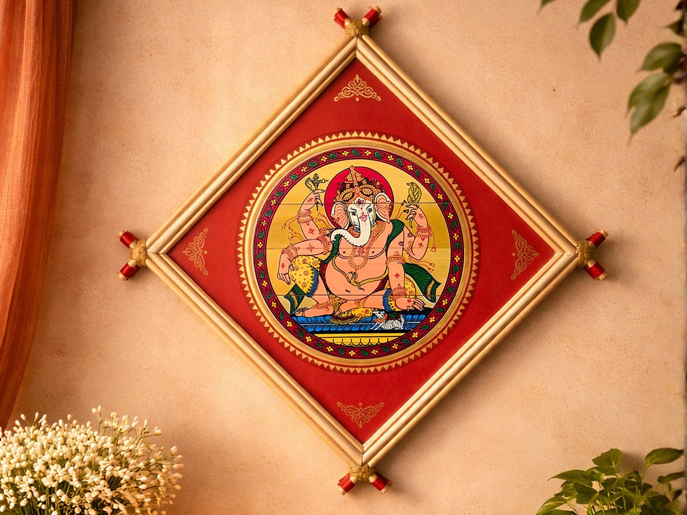 Thumbnail: Big Palm Leaf Painting with Frame