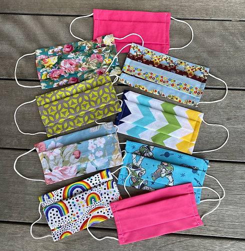 A selection of colourful handmade face masks