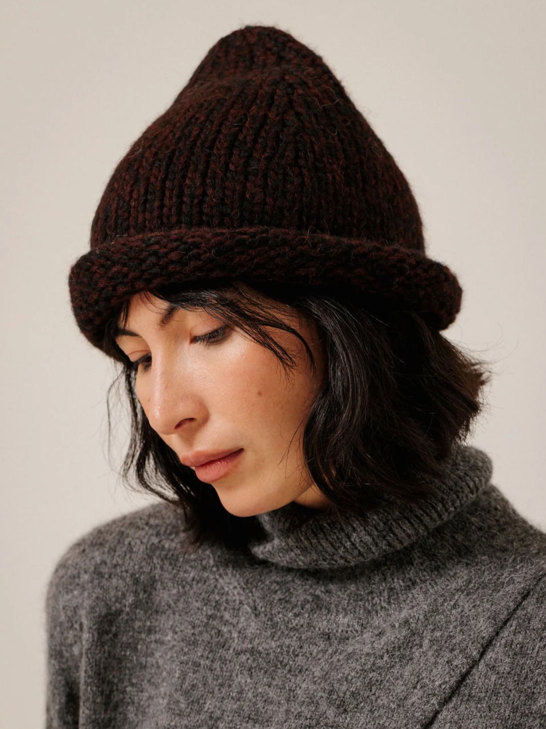 baby alpaca roll hat