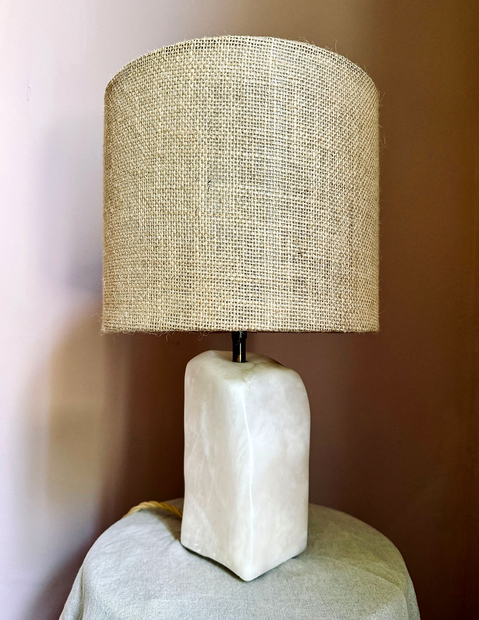 Thumbnail: alabaster rock lamp sculpture white