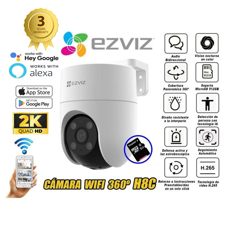 Cámara Wifi 360° Exterior Ezviz H8C 4mp