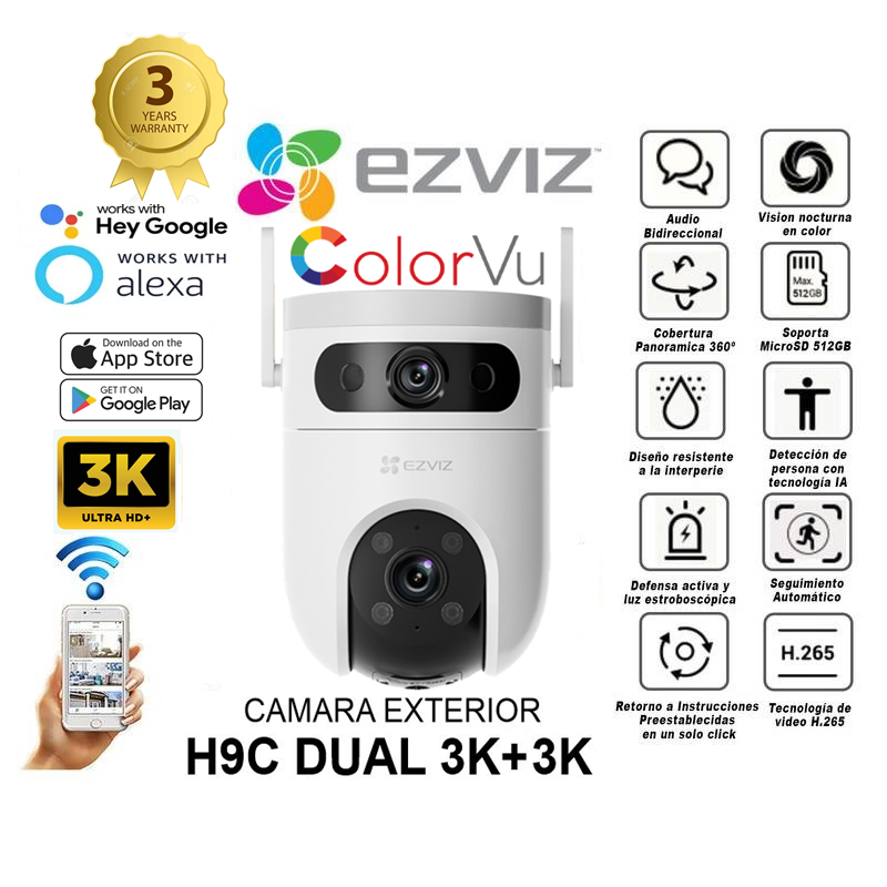 Cámara Wifi 360° Exterior Ezviz H9c 3K