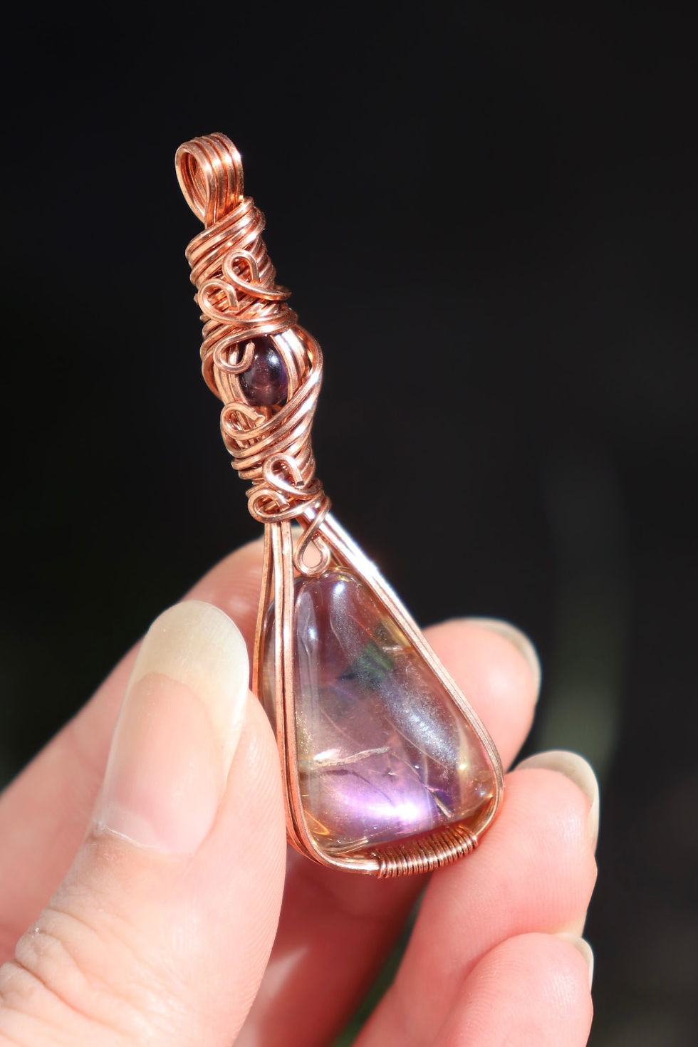 Thumbnail: Aura Quartz and Amethyst in Copper