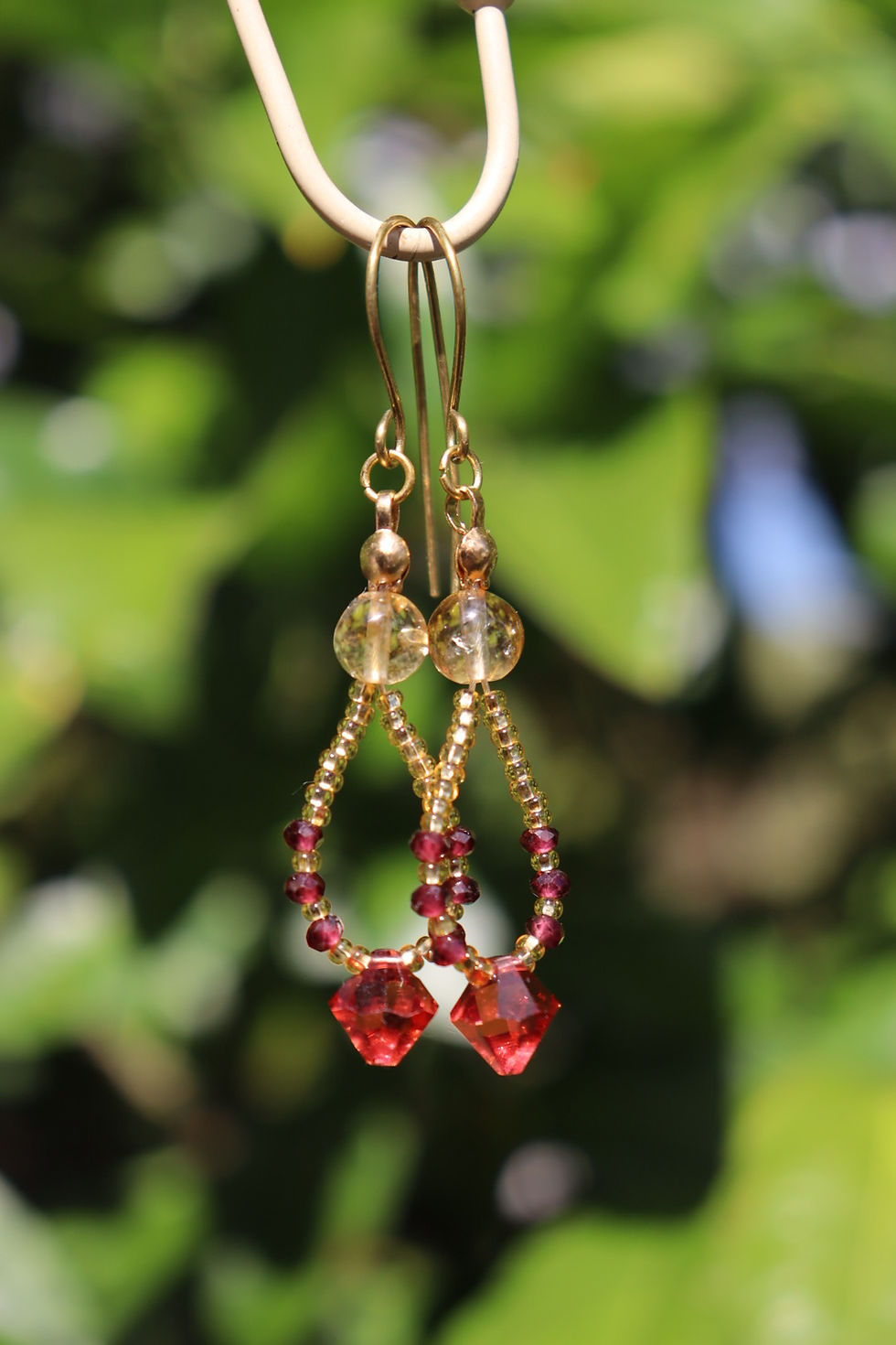 Thumbnail: Faceted Garnet and Citrine Earrings