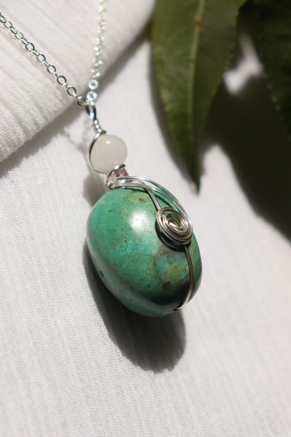 Thumbnail: Large Turquoise & Moonstone Pendant in .925 Sterling Silver