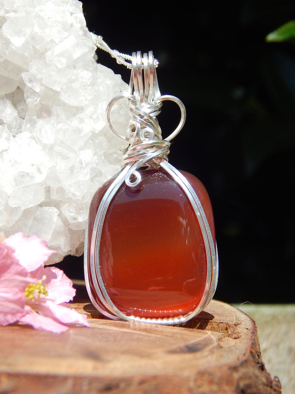 Thumbnail: Red Agate Amulet in .925 Sterling Silver