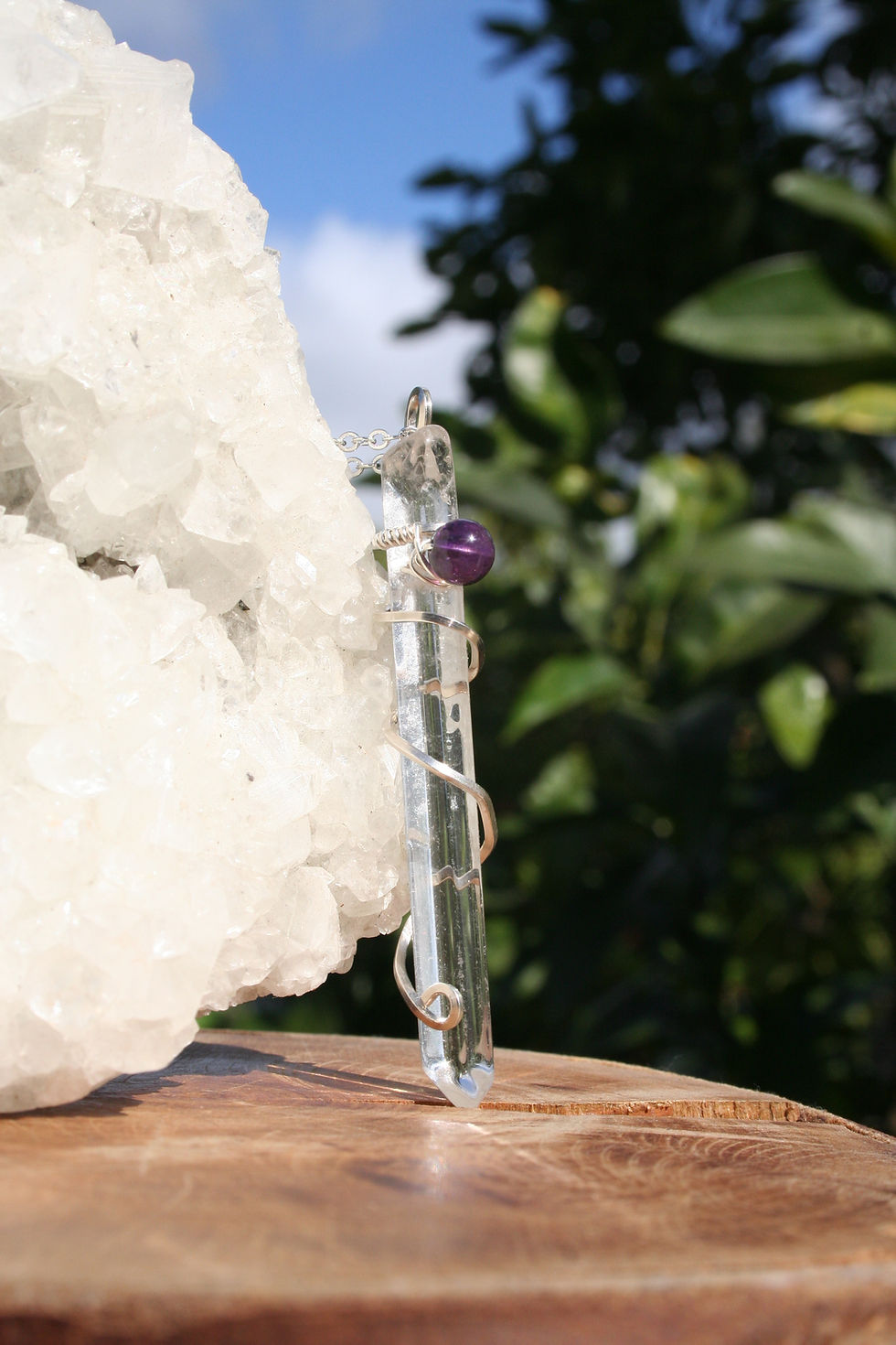 Thumbnail: Singing Laser Quartz & Amethyst in .925 Sterling Silver
