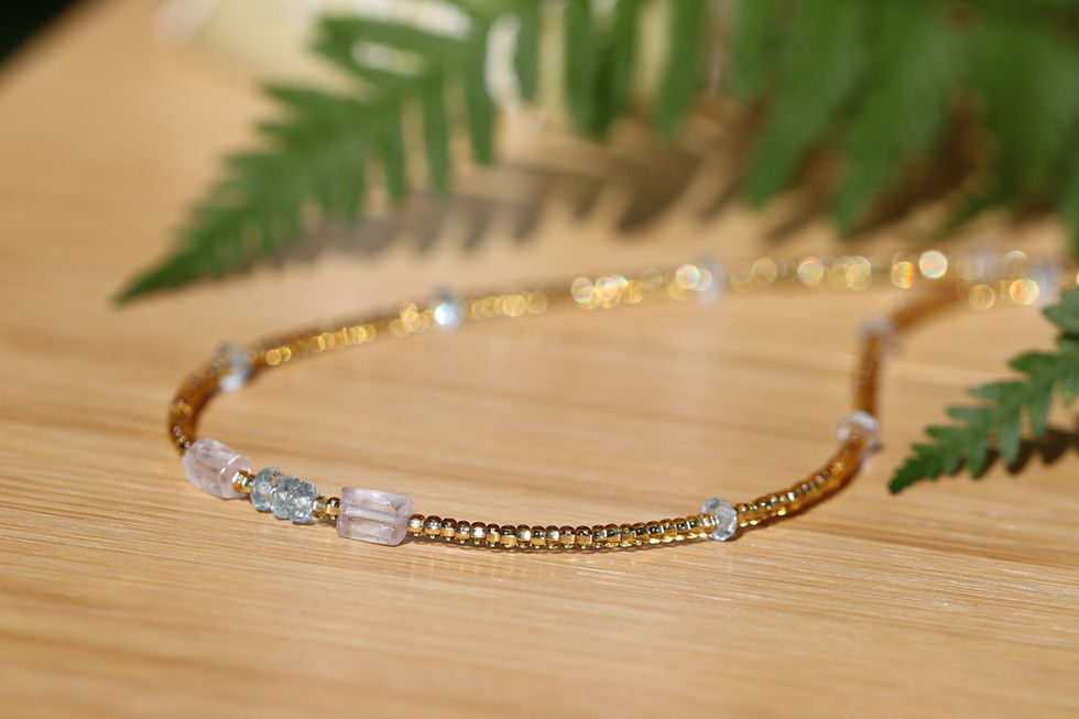 Thumbnail: Sky Blue Topaz & Lilac Kunzite Necklace/Bracelet