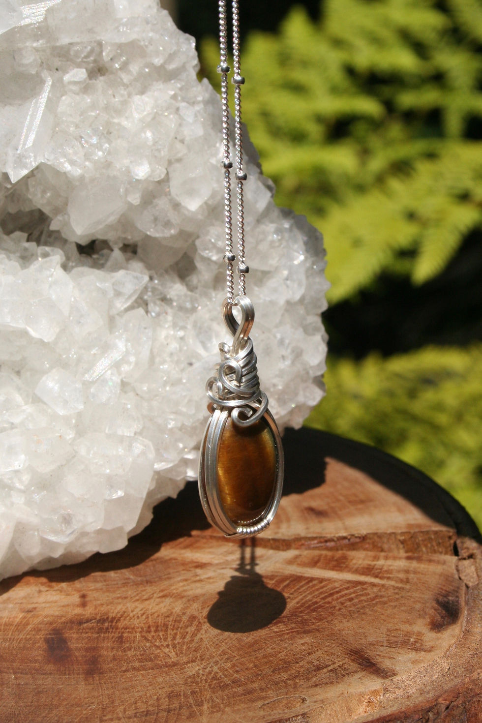 Thumbnail: Gold & Blue Tigers Eye in .925 Sterling Silver