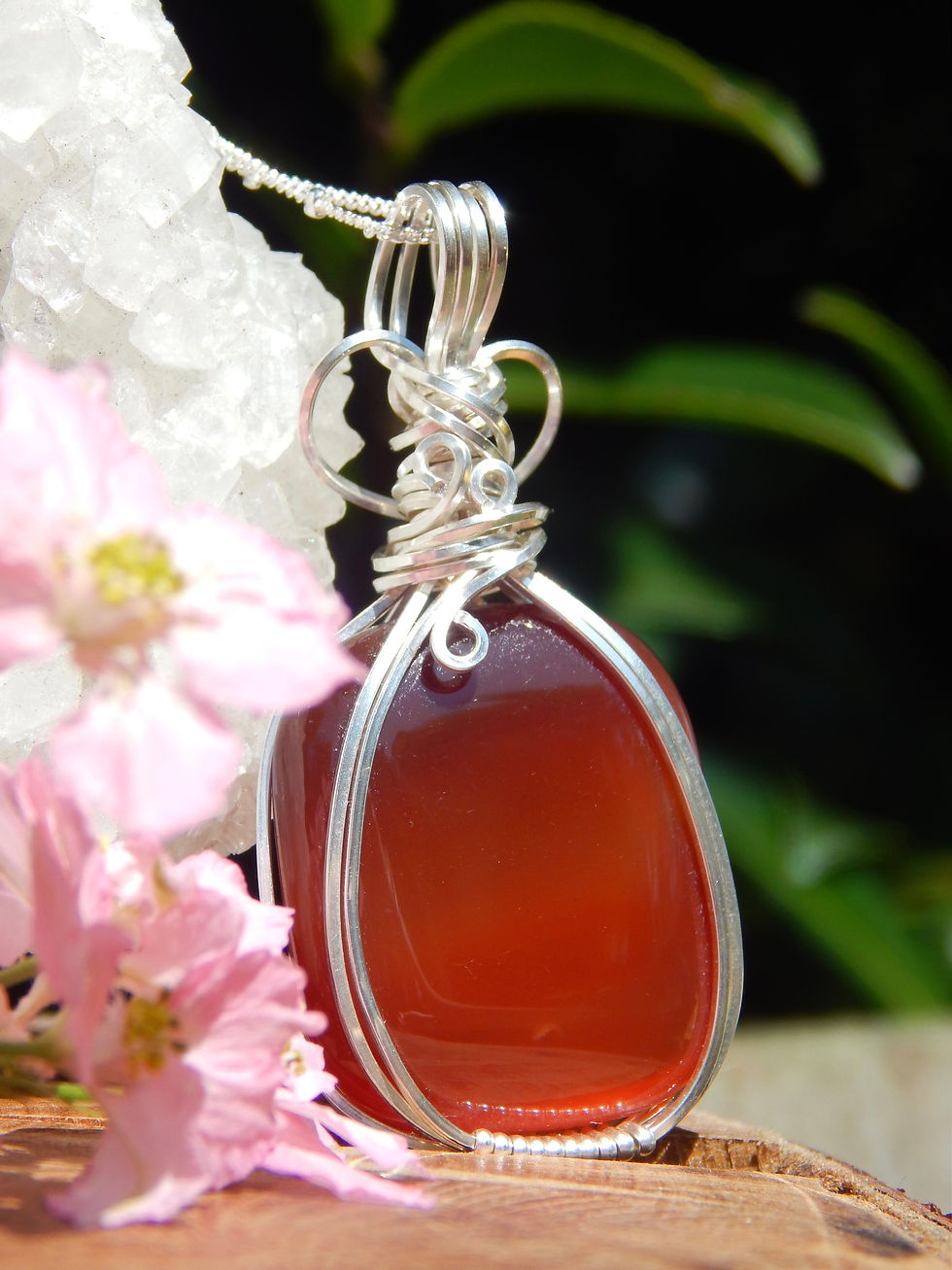Thumbnail: Red Agate Amulet in .925 Sterling Silver
