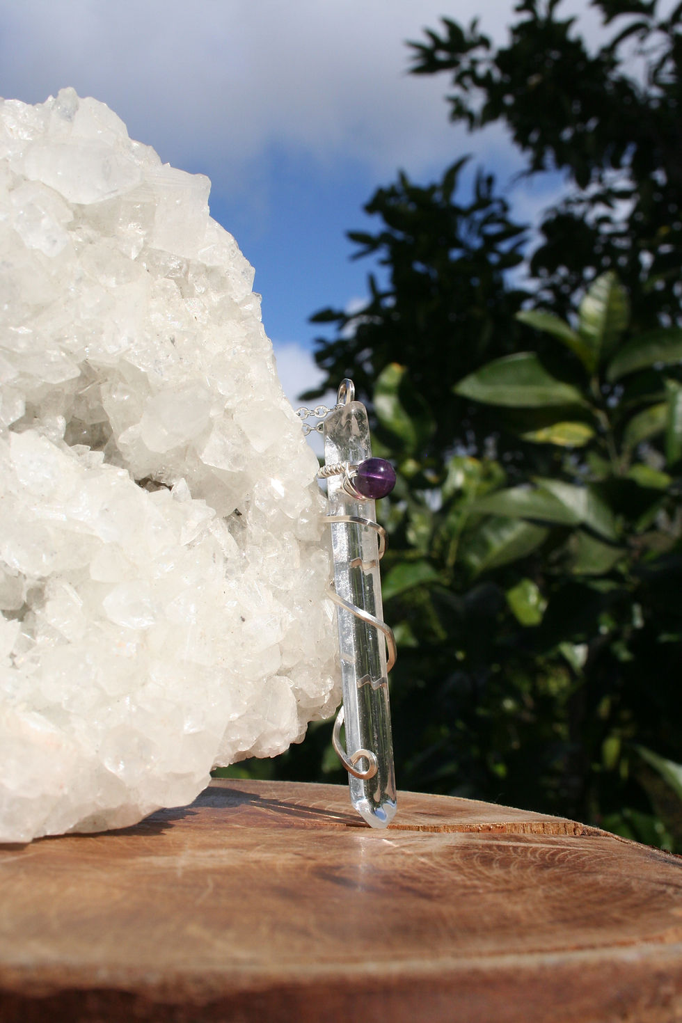 Thumbnail: Singing Laser Quartz & Amethyst in .925 Sterling Silver