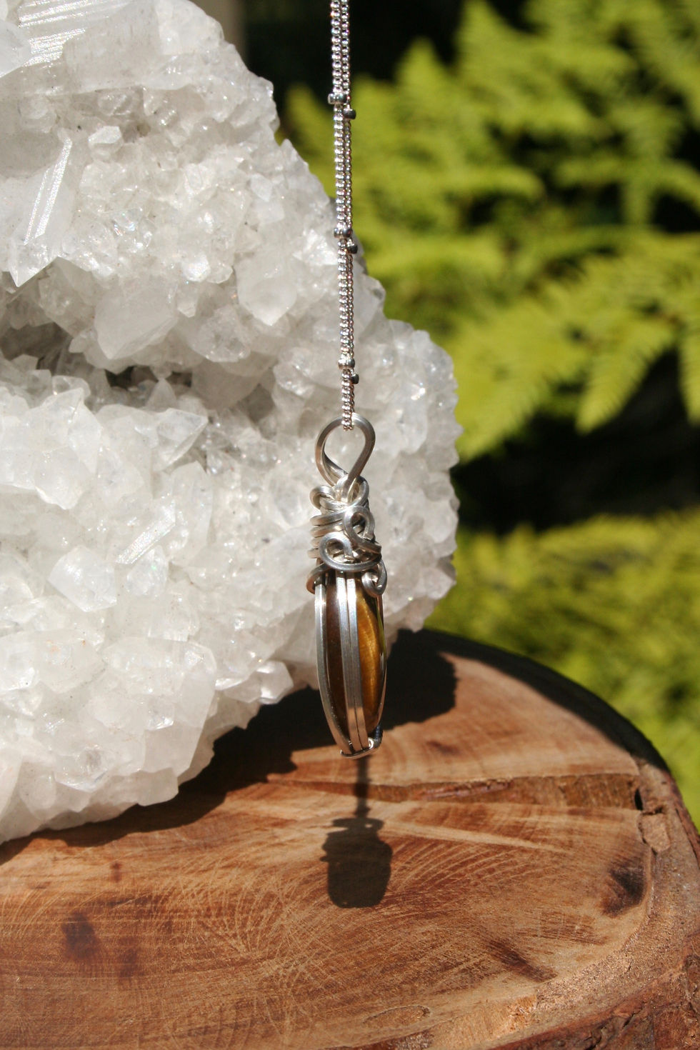 Thumbnail: Gold & Blue Tigers Eye in .925 Sterling Silver