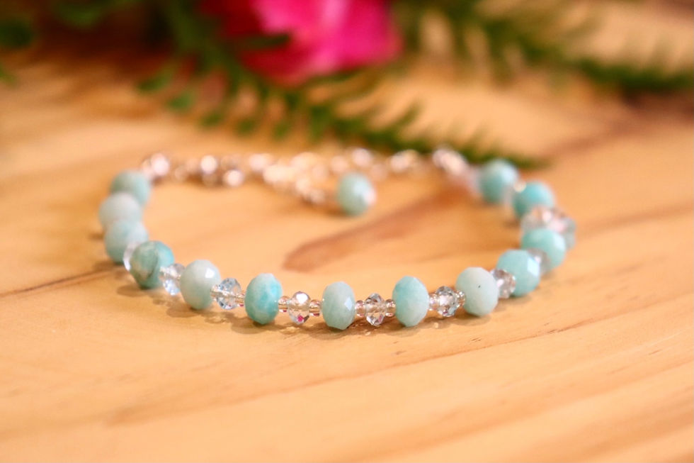 Thumbnail: Faceted Amazonite & Sky Blue Topaz Bracelet - Adjustable