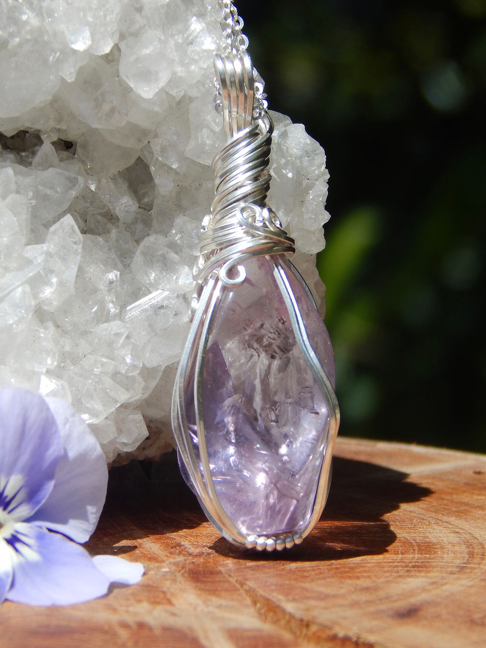 Thumbnail: Amethyst Flame Heirloom Amulet in .925 Sterling Silver