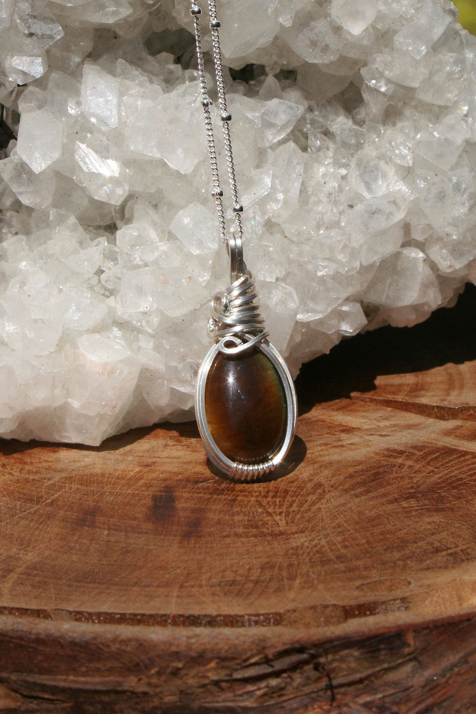 Thumbnail: Gold & Blue Tigers Eye in .925 Sterling Silver