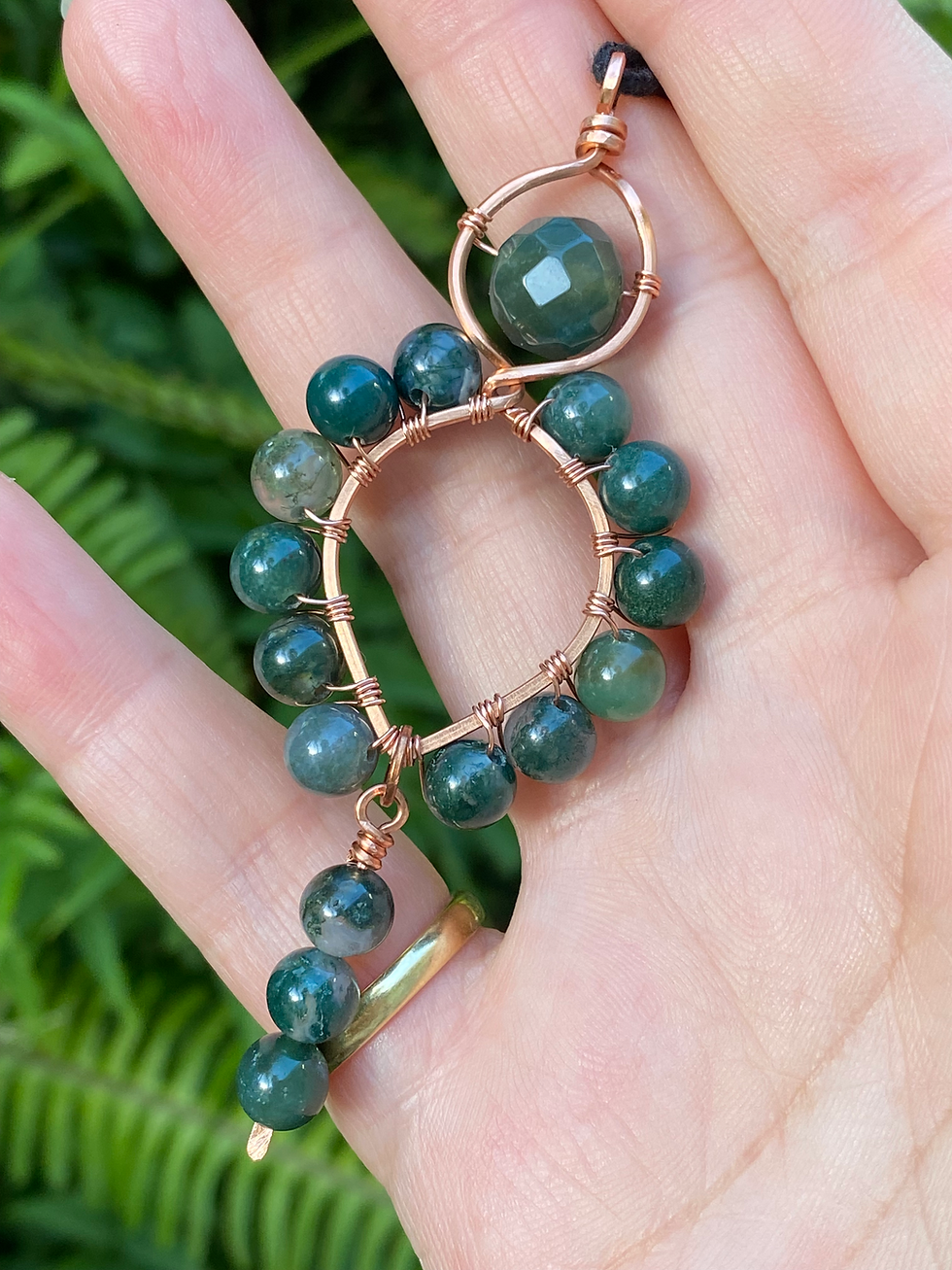 Thumbnail: Moss Agate Doublet Amulet in Copper
