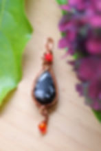 Thumbnail: Matte Snowflake Obsidian & Carnelian Pendant in Copper