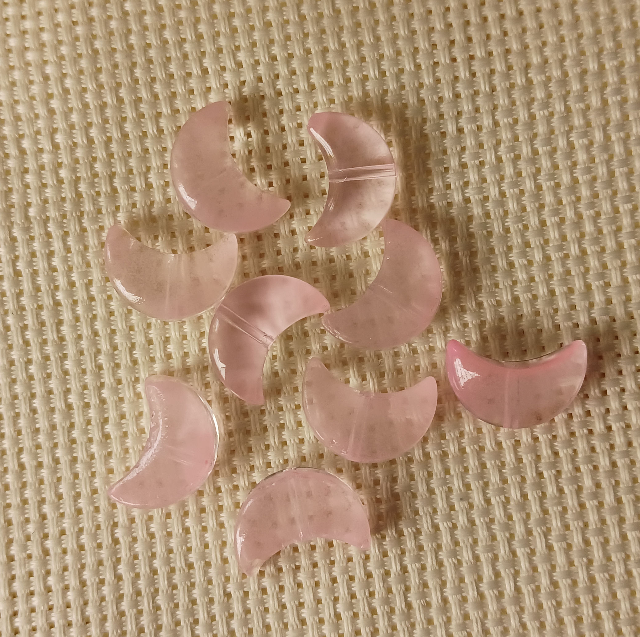 Pink Quartz Effect Transparent Glass Moon Bead