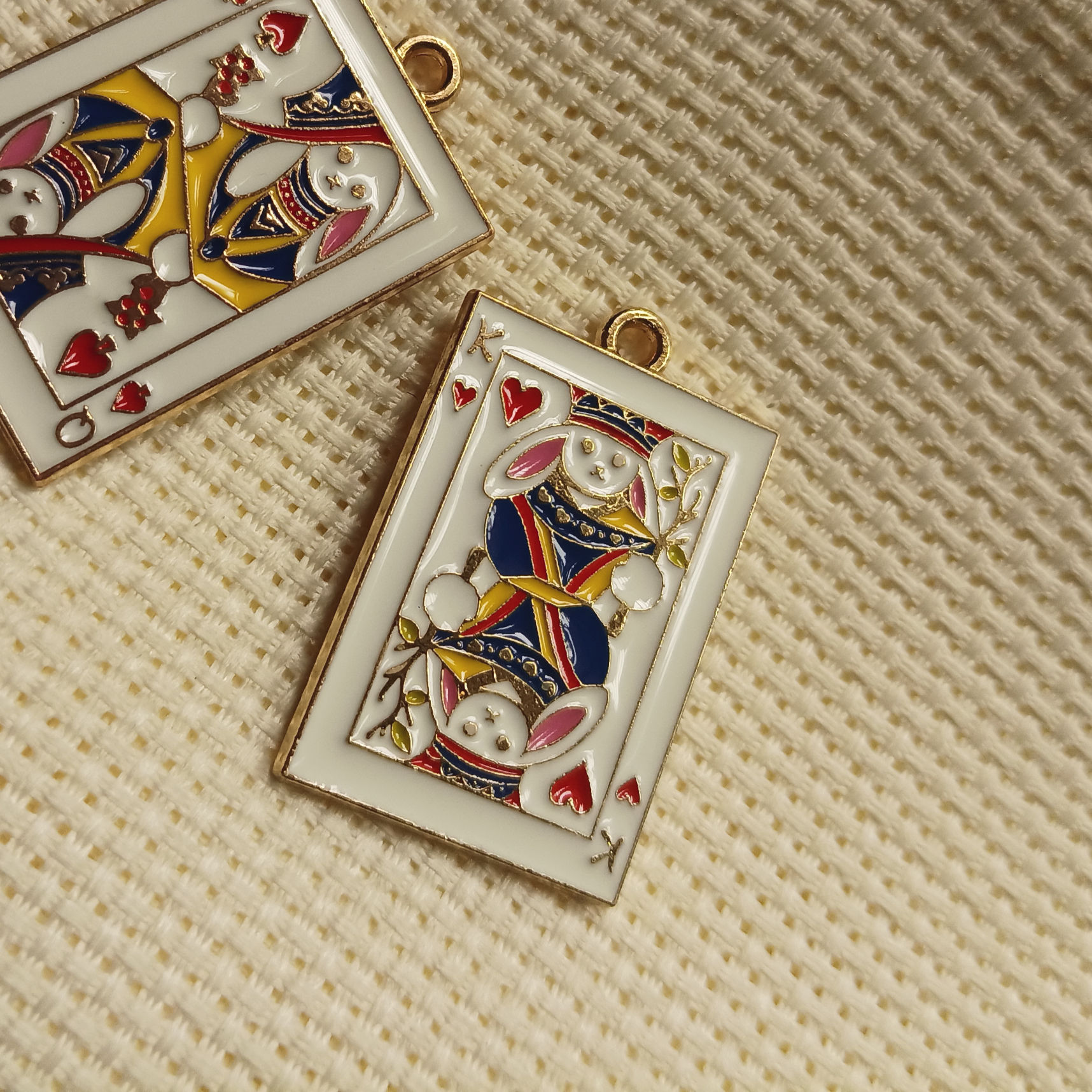 Rabbit themed playing card Enamel Charms in the varient King