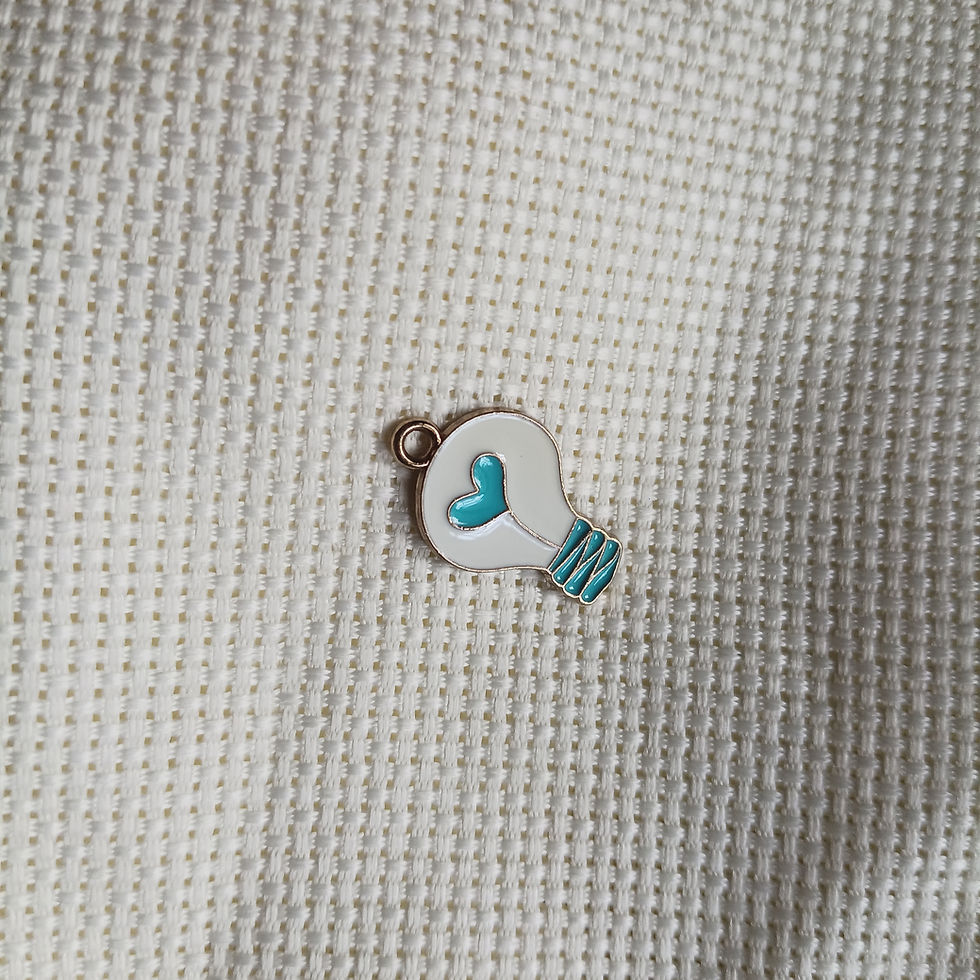 blue heart light bulb enamel charm